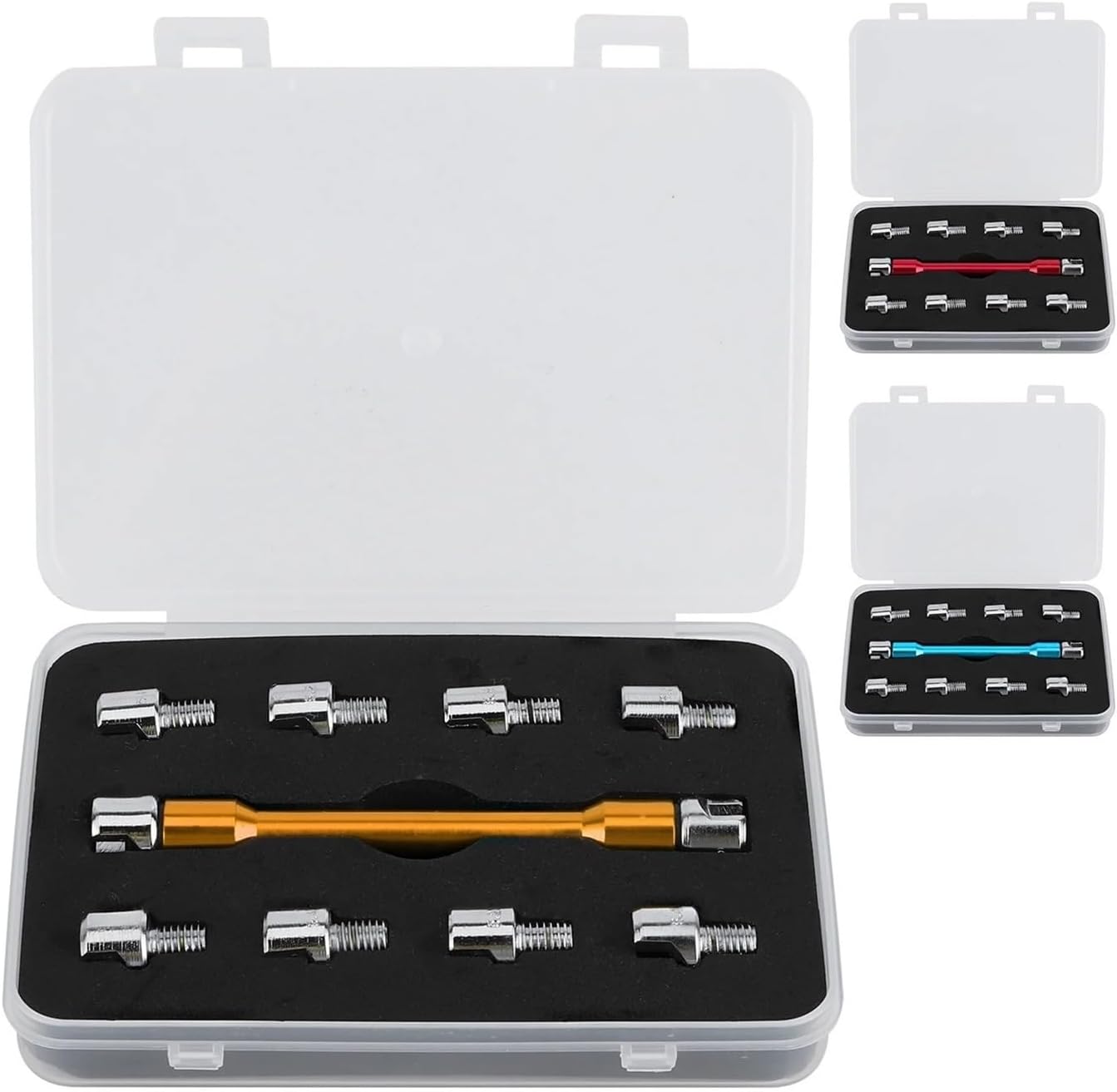 1Pc Adjusting Spoke Tension Motorcycle Spoke Wrench Set for Most Motorbikes Handle Repair Tool with 10 Pieces Tips(Red)