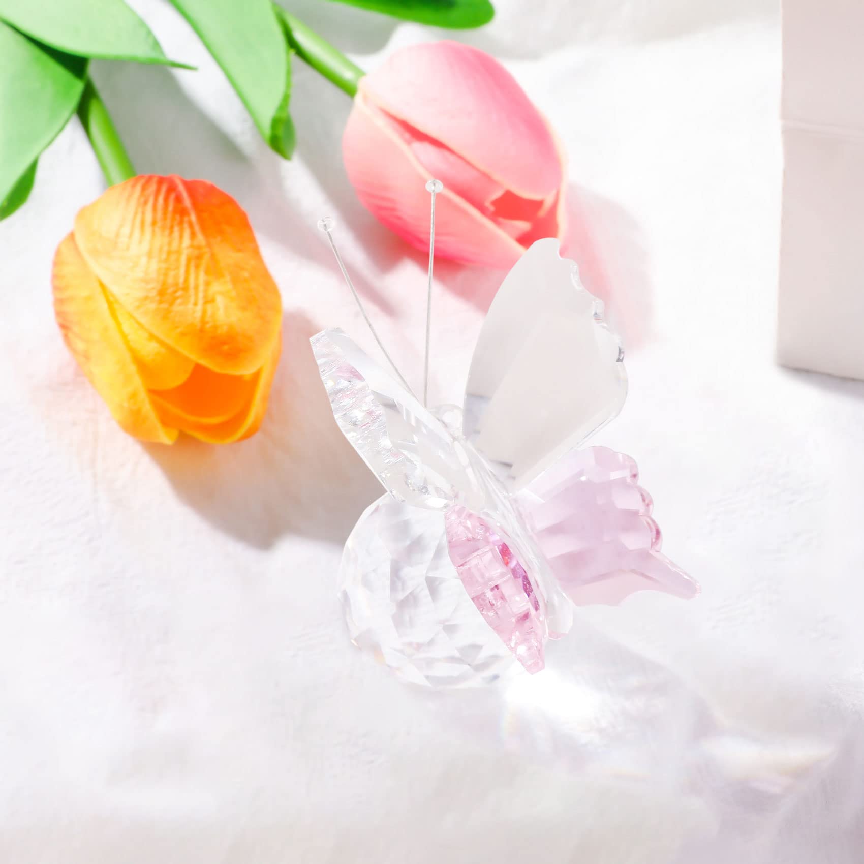 Kristall-Schmetterling-Figur Mit Violetten Flügeln Auf Glaskugelständer – Deko Für Zuhause, Sammlerstück