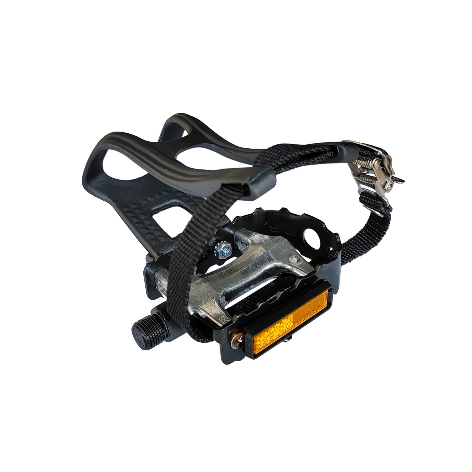 UPANBIKE Bike Pedals with Toe Clips and Straps for Exercise Bike, Outdoor Bicycles and Spin Bike, 9/16-Inch Spindle with Reflectors
