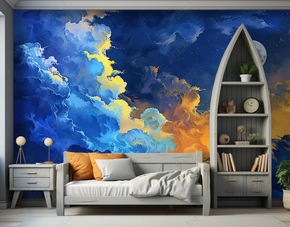 Papier peint intissé pour chambre d'enfant poster géant nuit étoilée dessin animé salon moderne