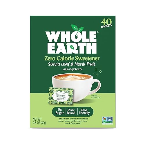 Whole Earth Sweetener Co. NATURE SWEET - Edulcorante de frutas de stevia y monje, edulcorante de eritritol, paquetes de stevia, sustituto del