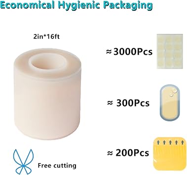 Hydrocolloid Roll for Wound Care,Waterproof Pimple Patch Roll Flexoble DIY Size & Shape Hydrocolloid Tape First Aid Hydrocolloid Bandages for Wounds Care(2IN16.4FT)