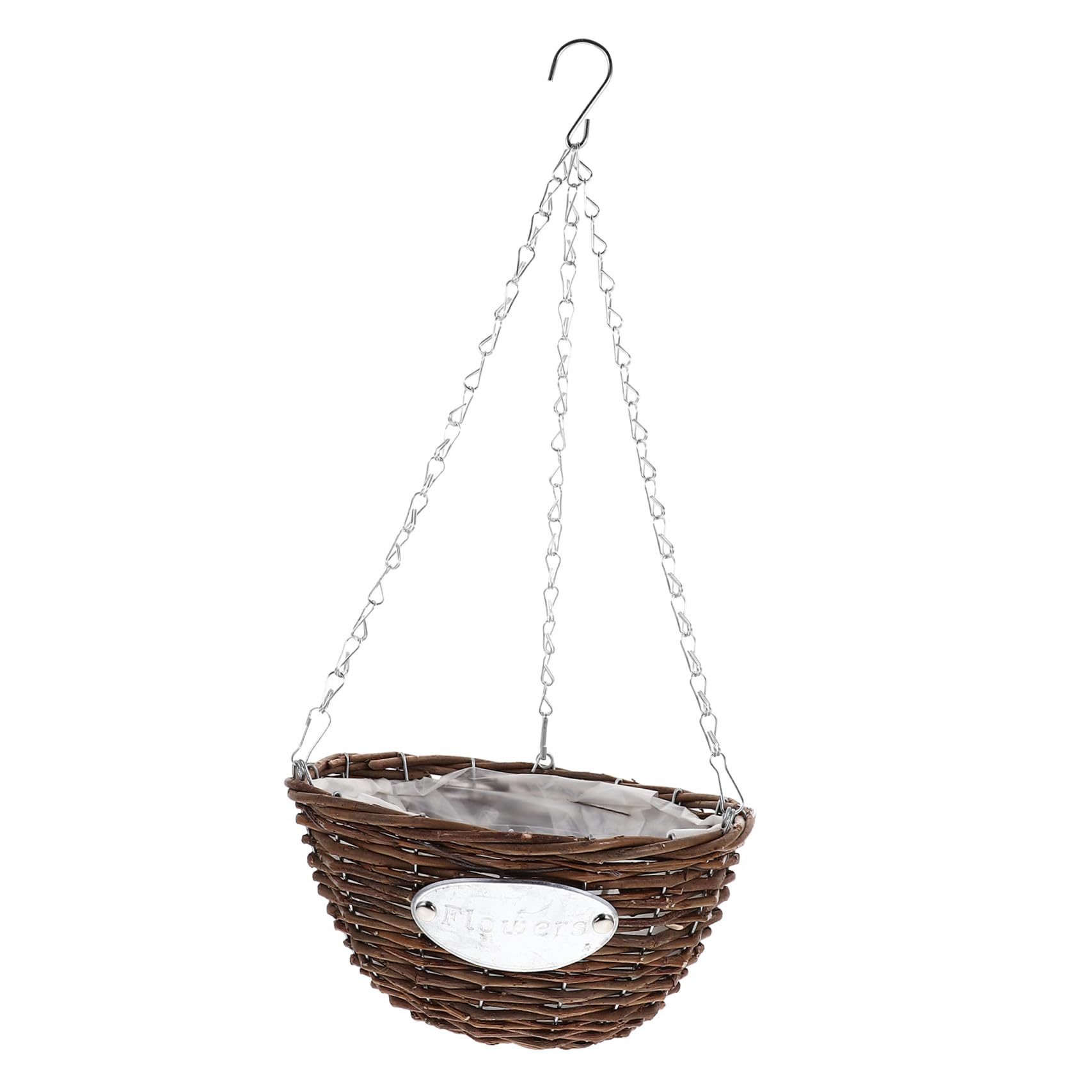 Fioriera Sospesa in Rattan e Metallo Marrone, Confezione da 2 Pezzi, per Casa e Dormitorio, Cesto da Appendere per Piante e Fiori