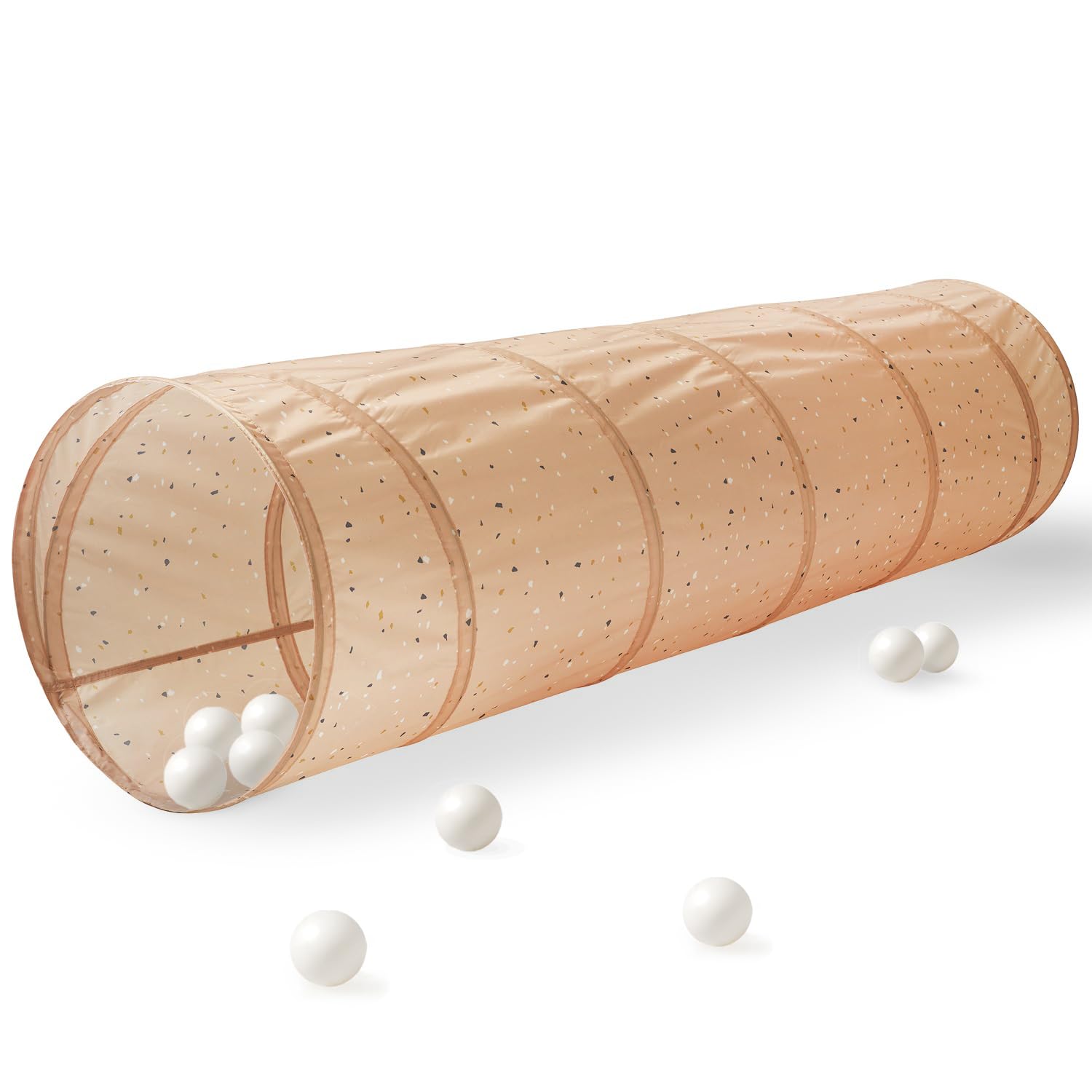 3 Sprouts Kids Play Tunnel  Recycled Fabric Pop Up Collapsible Tunnels - Crawling Foldable Tunnel for Toddler, Child, Baby to Crawl Through, Gross Motor Toy Tunnel for Kids Indoor - Terrazzo Clay