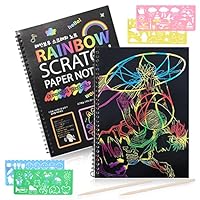 Scratch Paper Art Set for 4-15 Years Old Girls Gifts, Black Scratch it Off Paper Crafts Notes Magic Drawing Boards for Teenager Girls Easter Christmas Xmas Gifts for Kids