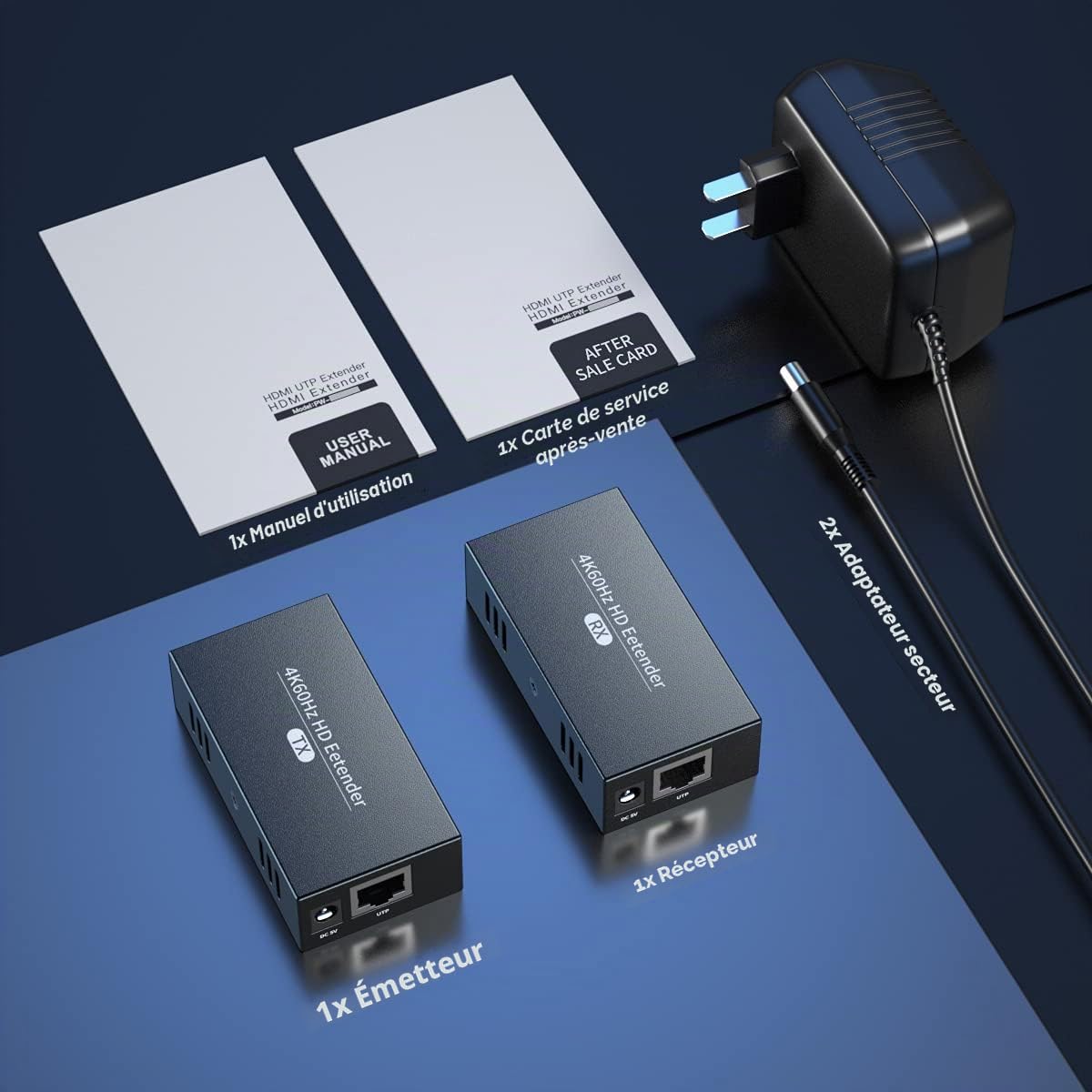 PWAYTEK HDMI Extender 4K@60Hz, bis 50m über Cat5/Cat5e/Cat6/Cat7, unterstützt YUV 4:4:4, HDR und IR-Steuerung(Noir 4K)