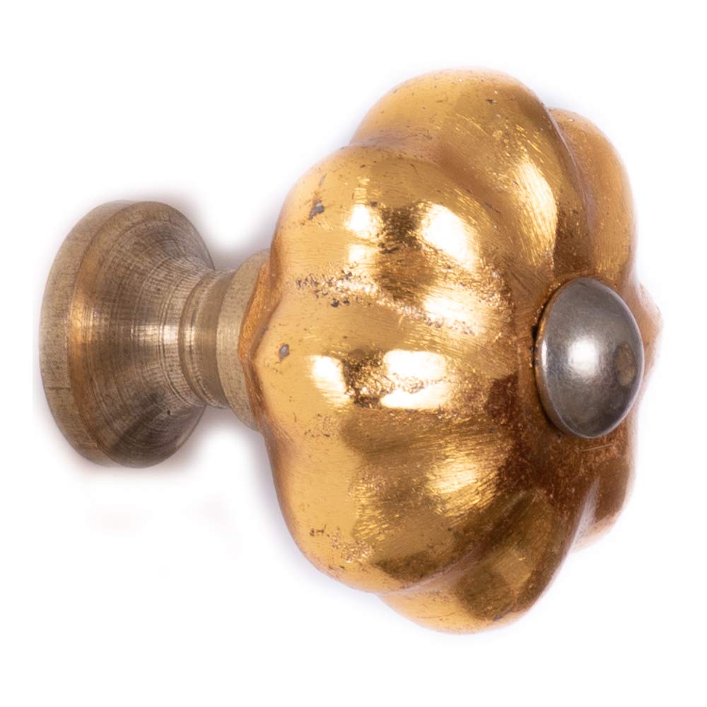 ETHNICITI Pumpkin Gold Metal Vintage Knob Pull Handle Drawer Cupboard Cabinet Gold Pumpkin Metal Knob