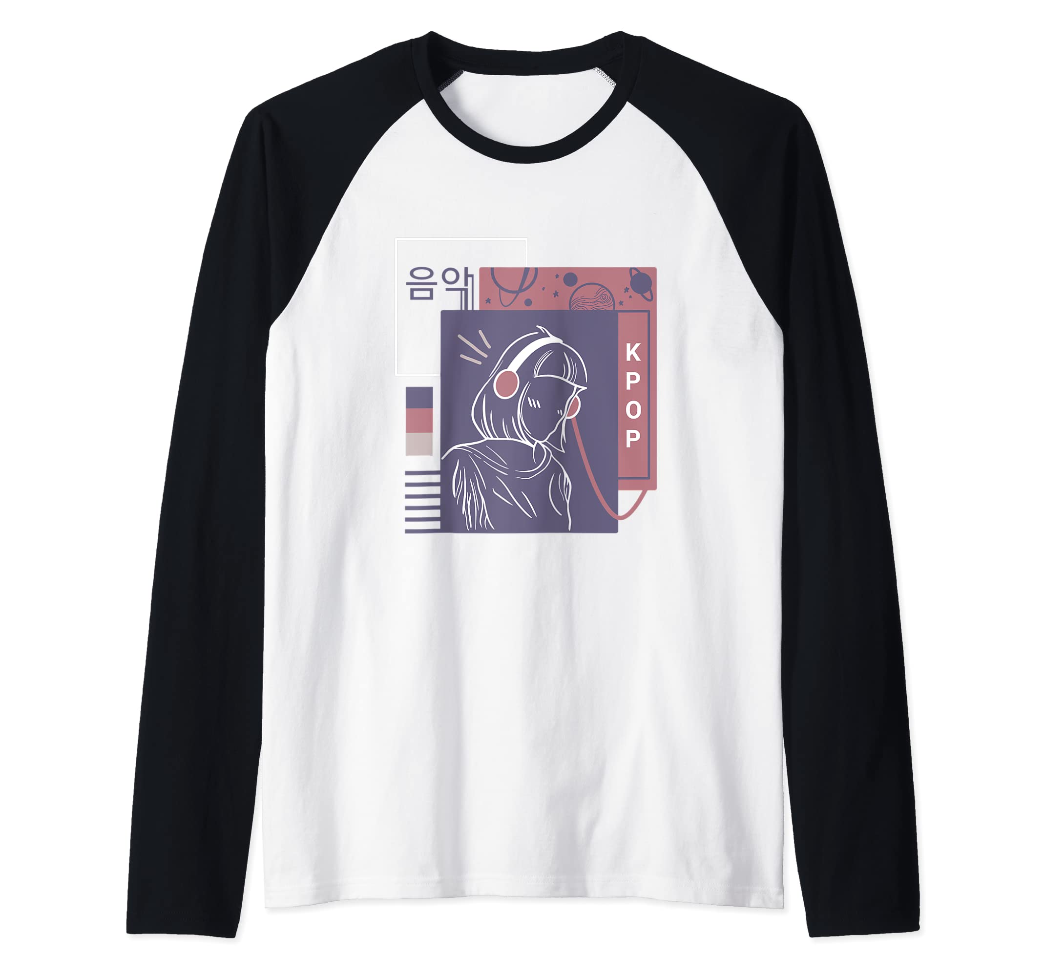 K-pop cult, girl, korean font Raglan Baseball Tee