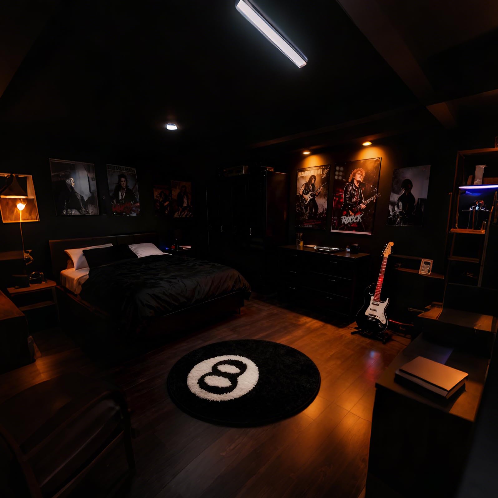 Ezuwail 8 Ball Rug, 24 inch Large Black Round Rug for Home Decor, Stussy Cool Eight Ball Rug for Bedroom Living Room, Housewarming Gift, Black