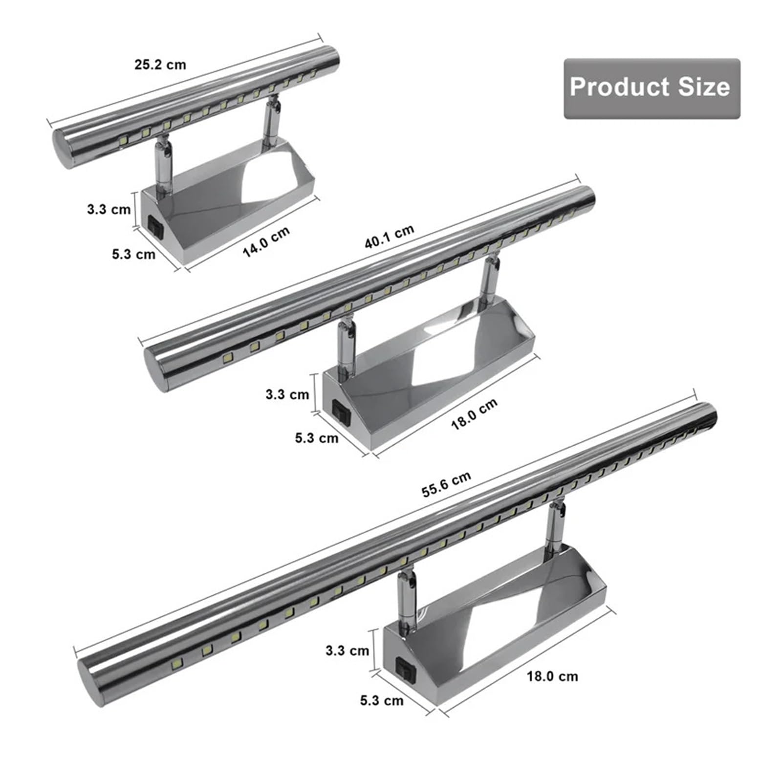Luci Esposizione Per Quadri Lampada Da Parete A LED In Acciaio Inossidabile Di Alluminio 3W / 5W / 7W Luce Bianca Calda Bianca For Armadietti A Specchio Da Bagno Con Interruttore(Warm white,5W 40cm)