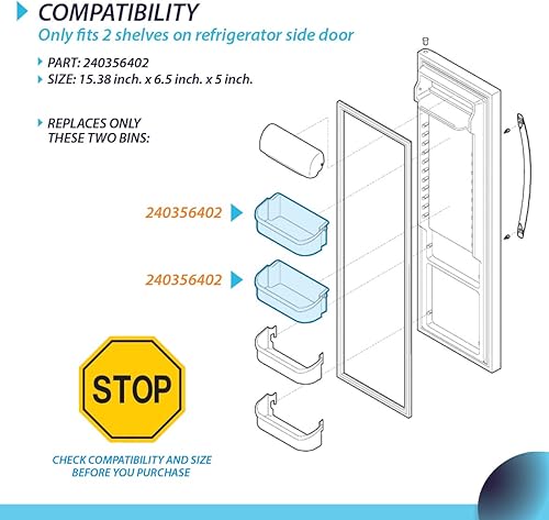 Miniatura 4 de Pieza de repuesto para cubo de puerta de refrigerador 240356402, compatible con Frigidaire, Crosley, Gibson, Westinghouse y Kelvinator