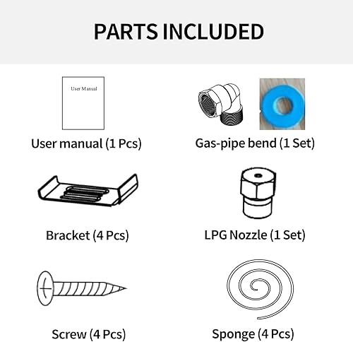 Miniatura 7 de Placa de cocina de gas Weceleh de 12 pulgadas con quemador de doble wok, estufa de gas de 2 quemadores, acero inoxidable, combustible dual de NGLPG,
