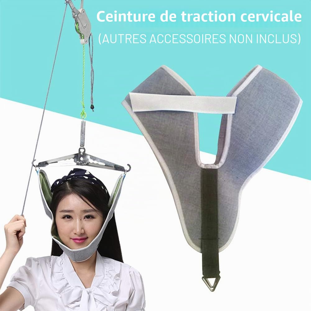 Faderr Kit de traction cervicale - Attelle de soulagement de la douleur - Portable - Réglable - Correction sur porte - Soins de santé - Pour bureau, maison - À suspendre - Blanc