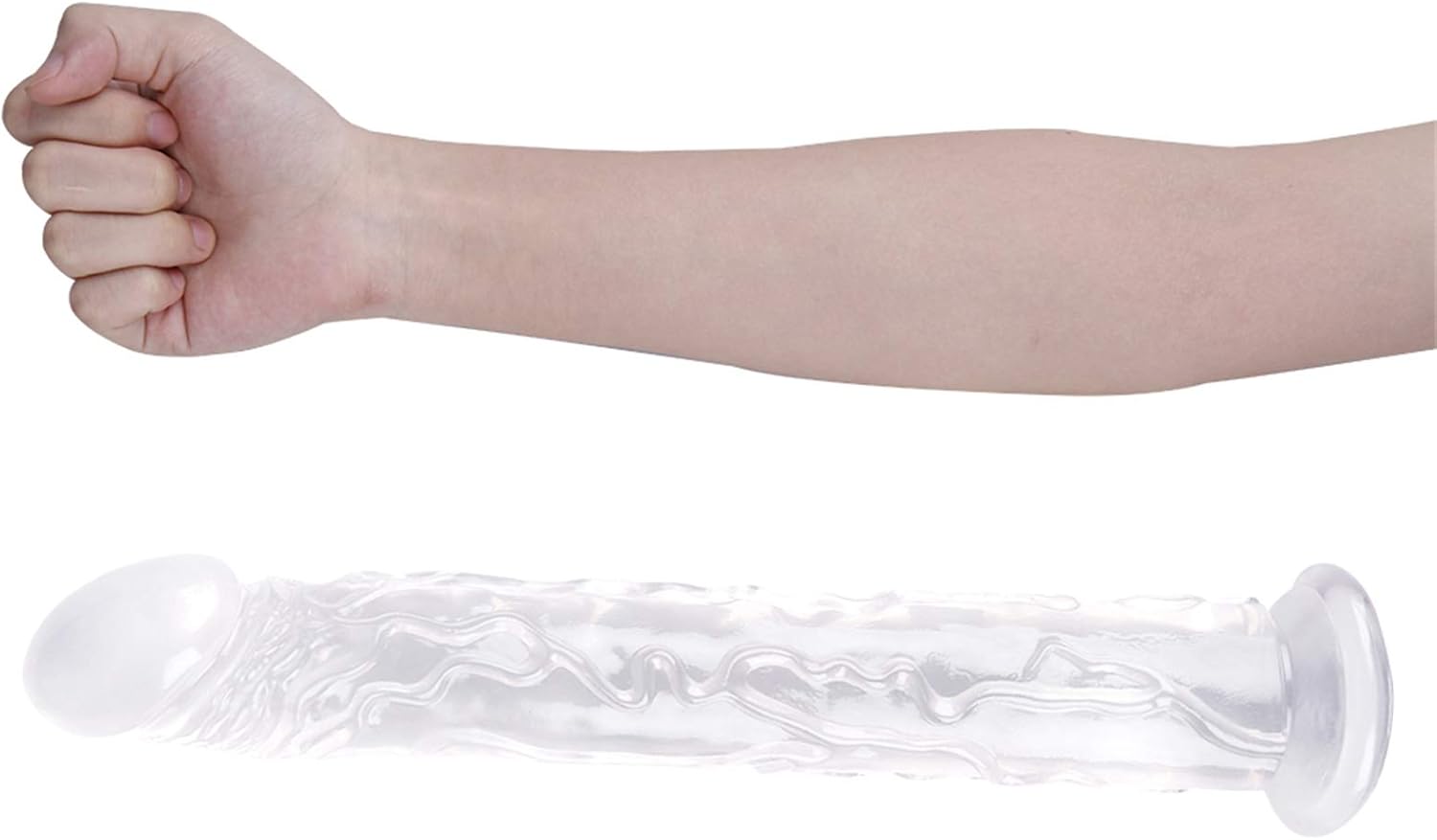 38 cm Super Long Dildo Anal Dildo Realistic Dildo Real Penis Replica with Powerful Suction Cup Waterproof Sex Toy for Couples(Clear)