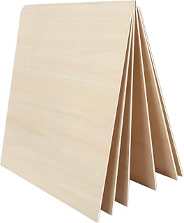 Dofiki 6 Pcs Baltic Birch Plywood 3mm 400 x400 x3mm 1/8”x15.7”x15.7” Plywood Sheet for Laser Cutting Engraving Wood Burning Building DIY 15.7 Inch Wood Sheet