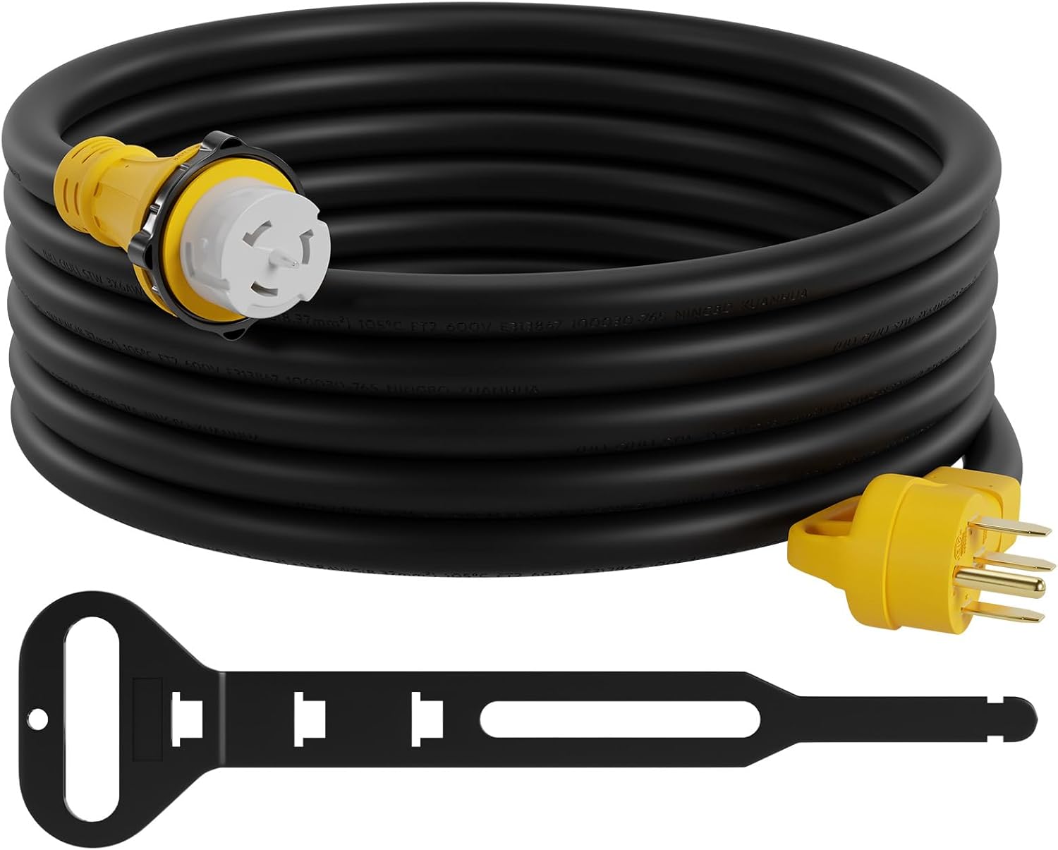 15 FT 50A Generator Cord with Cable Organizer, Generator Plug with Grip Handle, 14-50P to SS2-50R Power Line with Twist Lock, Generator Cord 50 amp 4 Prong for Power Shortage or Emergency, ETL Listed
