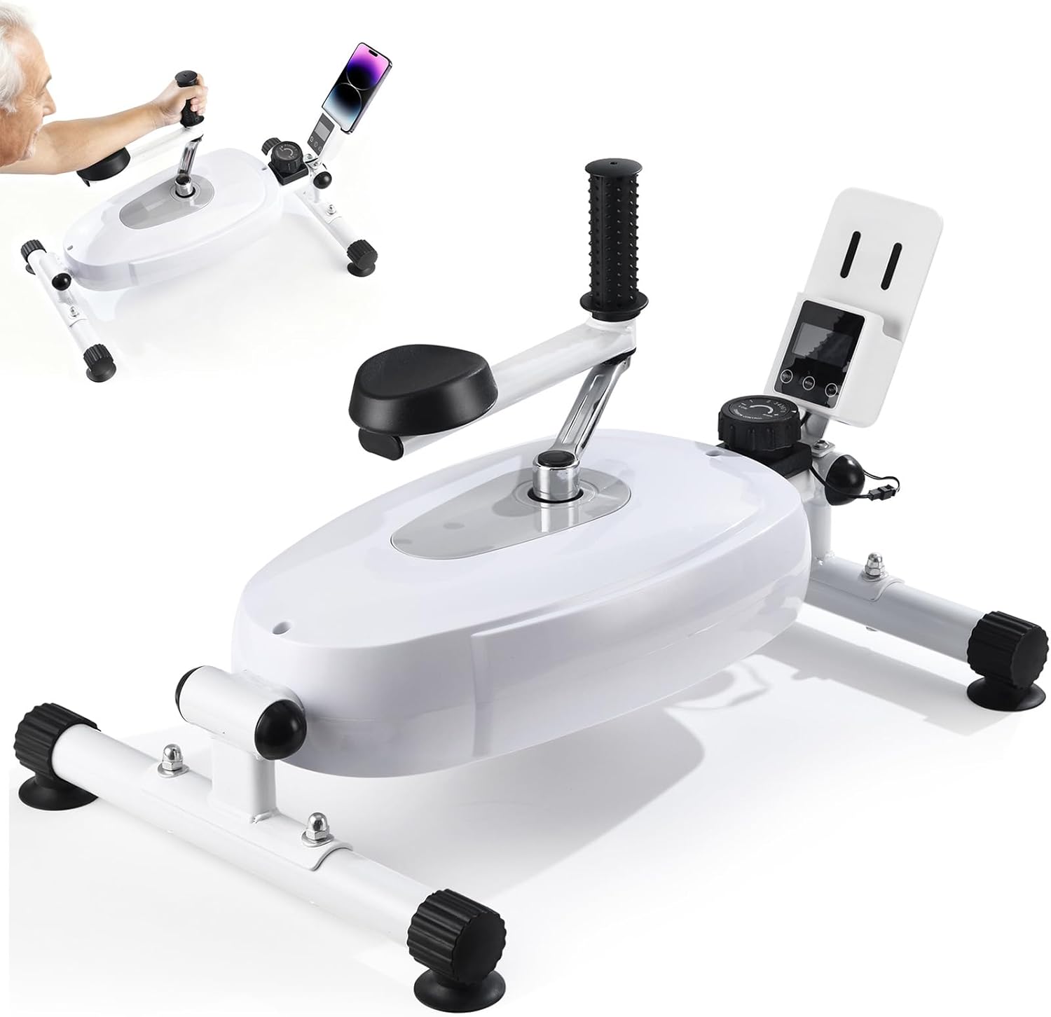 Magnetic Arm Exercise Bike for Physical Therapy - 8 Resistance Levels Arm Exerciser with LCD Display, Arm Support & Suction Cups Stability - Portable Upper Body Rehab Equipment for Seniors, Stroke Patients & Shoulder/Hand Injury Recovery