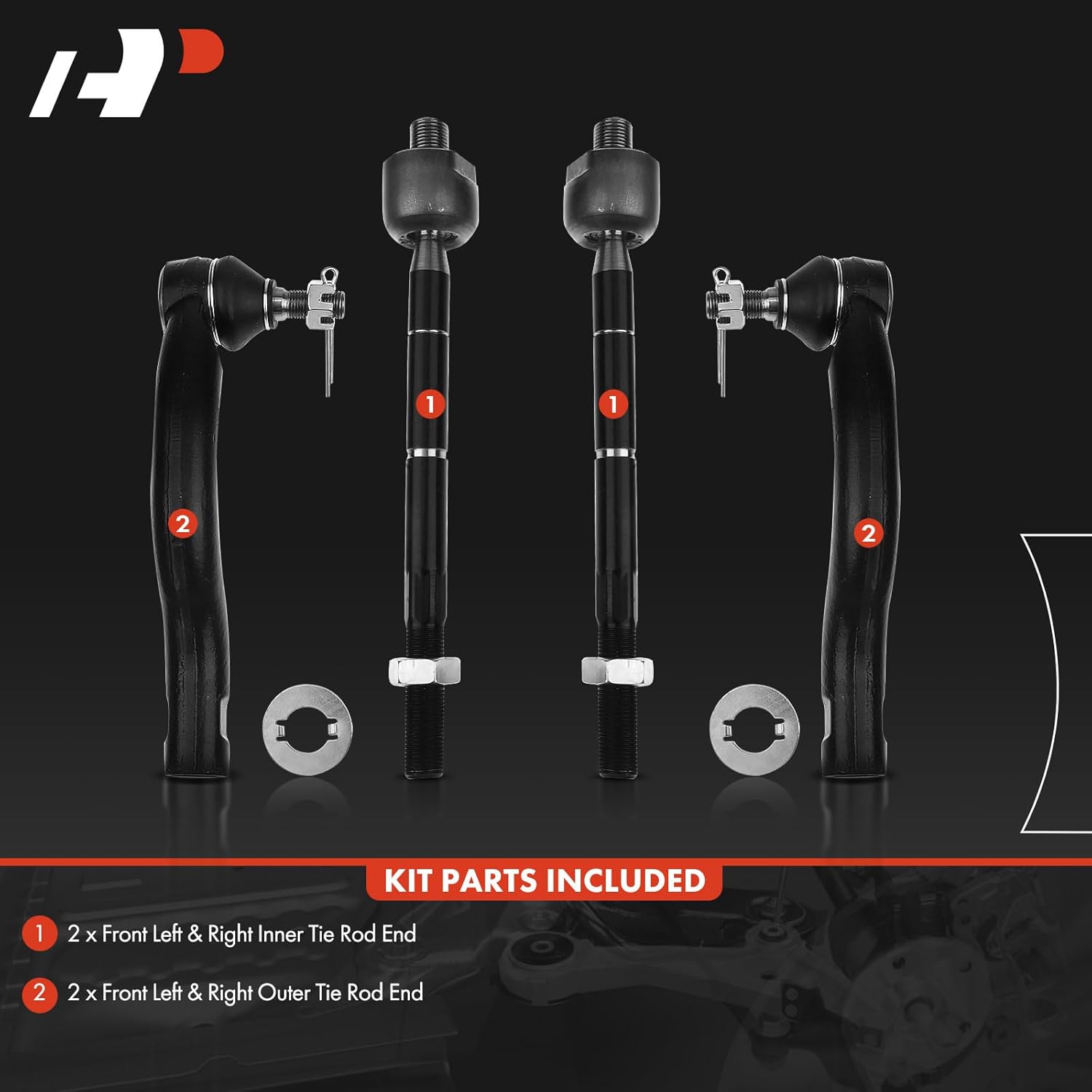 A-Premium Set of 4, Front Inner & Outer Tie Rod End Kit, Compatible with Toyota RAV4 2006-2018