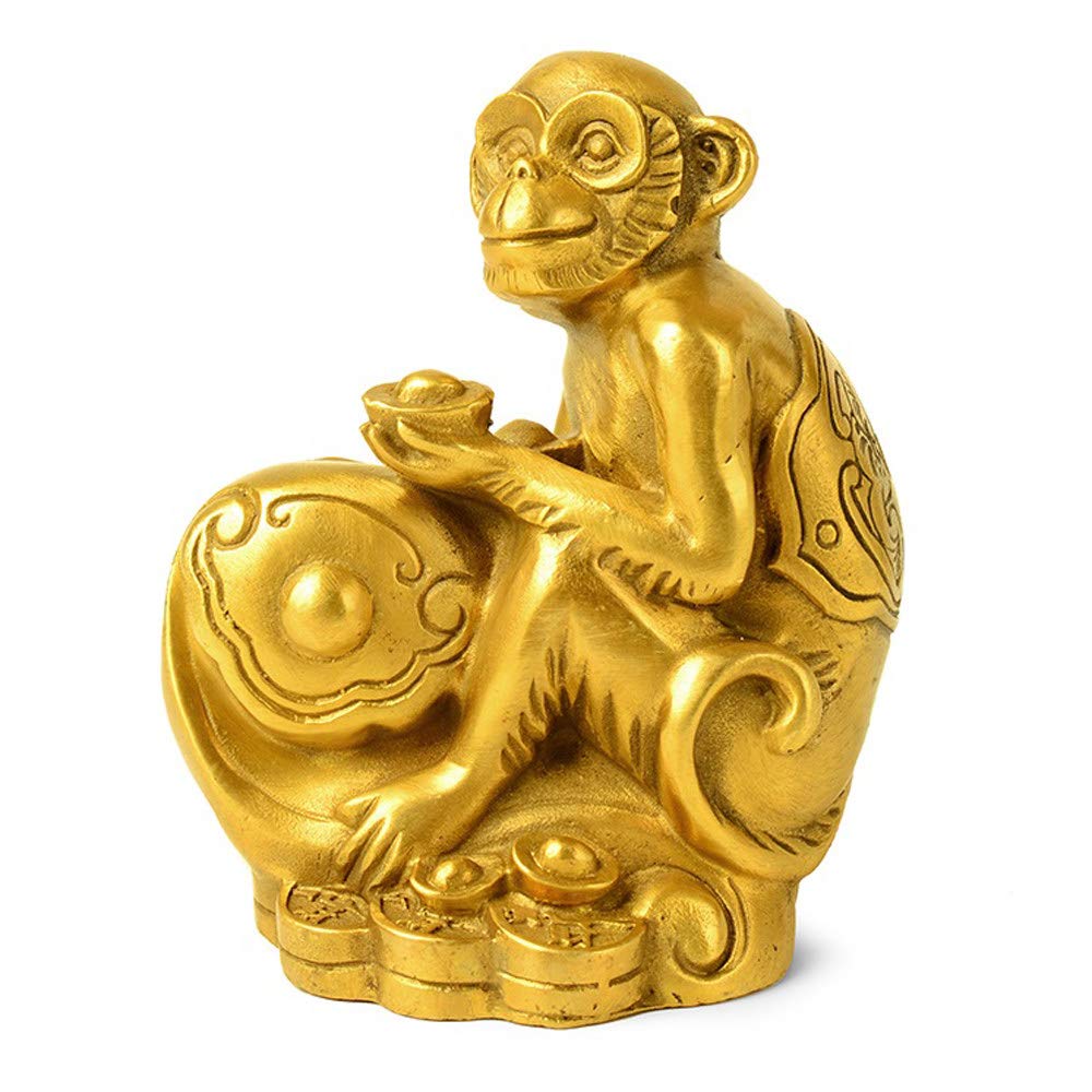 Pure Copper Monkey Statue, Home Living Room Lucky Crafts, Tv Cabinet Crafts Lucky Decorations, Study Desktop Collection, Home Decoration Sculpture (10 X 7 X 12.5 Cm)