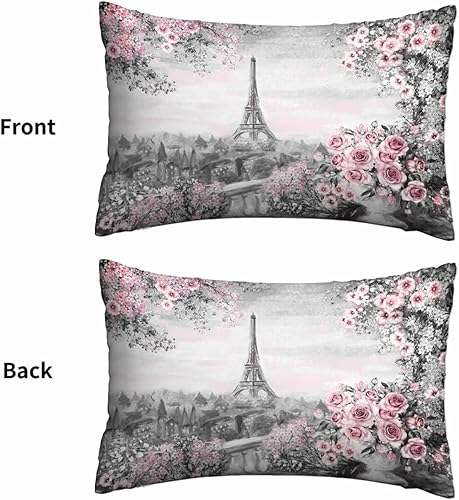 Miniatura 2 de Funda de almohada de la Torre Eiffel con acuarela rosa rosa, funda de cojín de 20 x 30 pulgadas para el hogar, sofá, dormitorio, sala de estar, para
