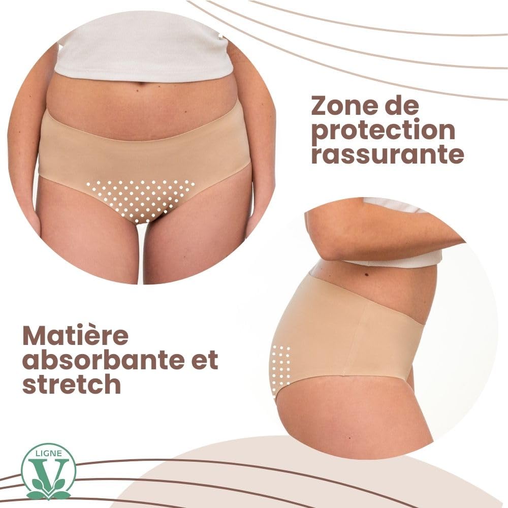 Lot de 2 Culottes Menstruelles Invisibles sans Couture - Protection Lavable & Ecologique – Flux léger à Abondant - Absorbantes & Anti Fuite - Adolescente & Femmes Grandes Tailles/Peau M
