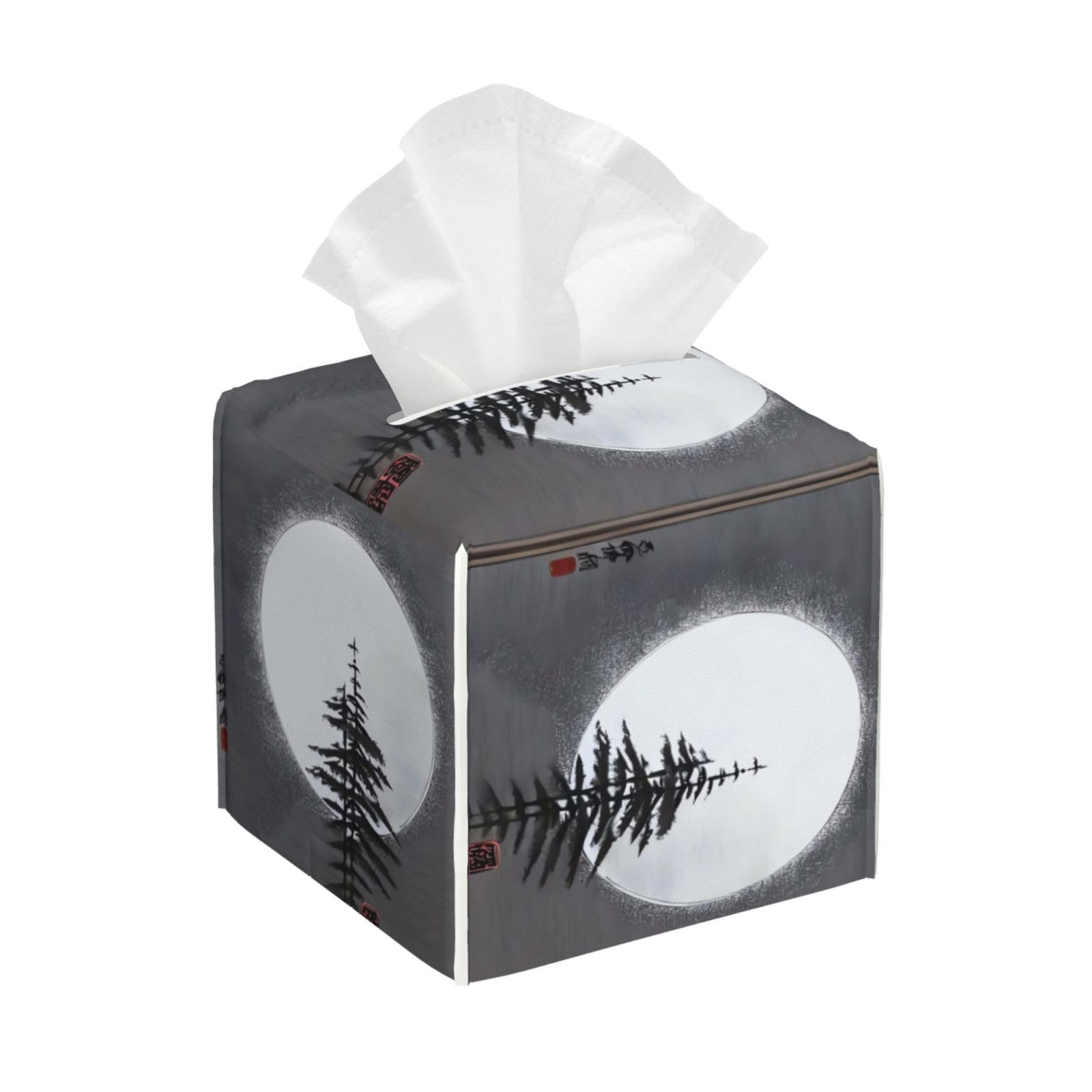 Moon Pine Tree Tissue Box Cover Square Cube Boxes