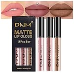 AMY\'S DIARY 3Pcs Matte Liquid Lipstick Set, Peach Nude Rosewood Nude Caramel Brown Lip Stain Kit, Lip Stain Long Lasting 24 Non-Transfer Lip Gloss, Waterproof Lip Gloss Gift Makeup for Women Lippies