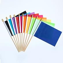 ZxxVZG 50 Pack Color Solid Flags Mini Mini Flags Wooden Handheld Stick Flags White Black Yellow Orange Blue Purple Green Pink Red Light Blue Flags Perfect for DIY