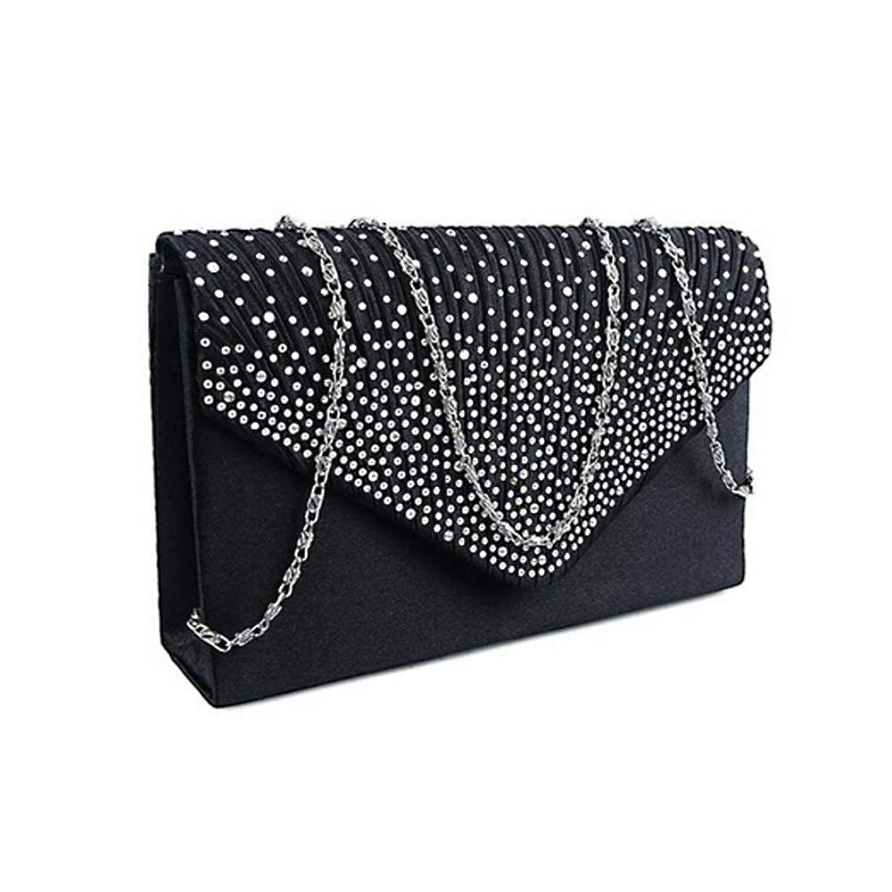 Groupcow New Ladies Evening Handbags Bridal Wedding Bag Handbag, Black