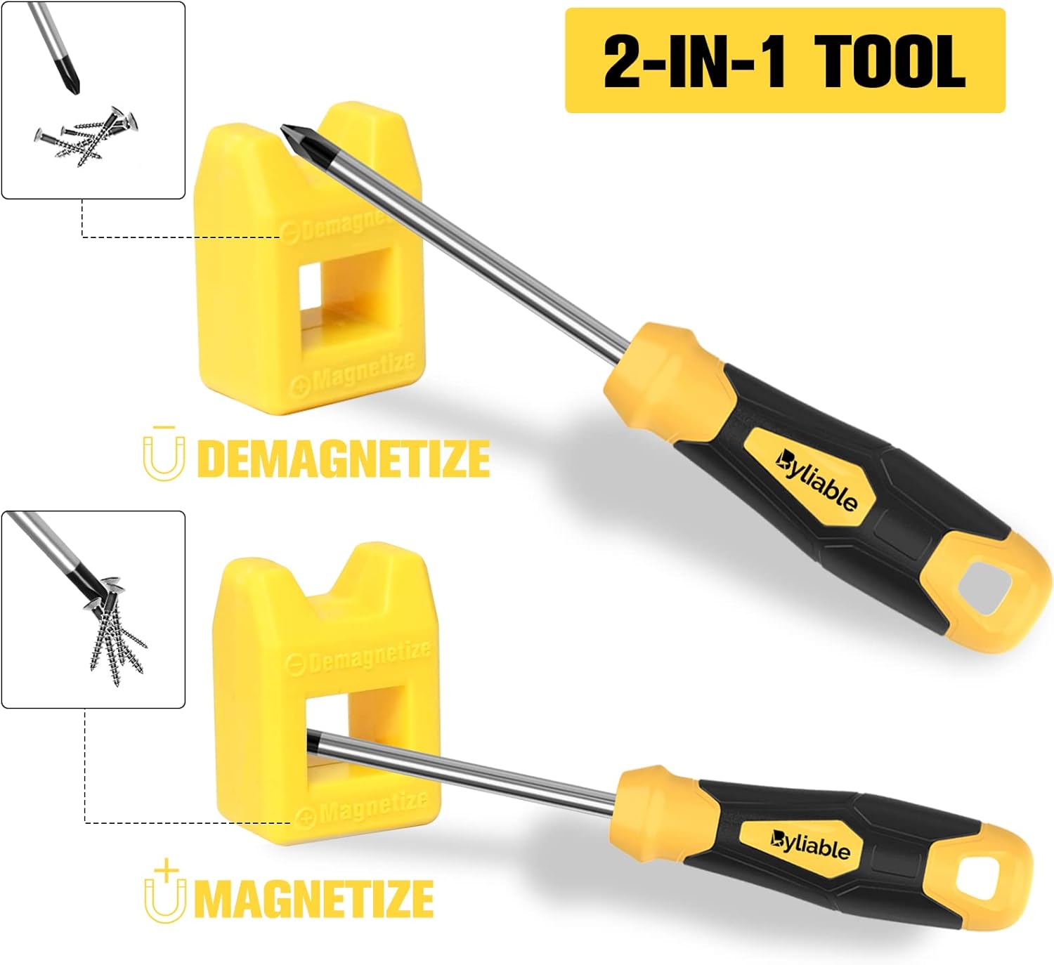 Byliable Magnetic Screwdriver Set 51 PCS with Case and Supper Magnet, Professional Screwdriver Set Includes Slotted/Phillips/Hex/Torx/Square/Pozi Head Non-Slip for Repair Home Improvement Craft : Tools & Home Improvement