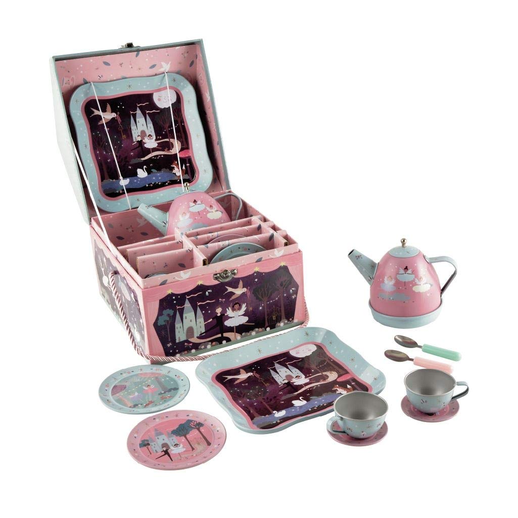 Amazon.com: Floss & Rock 41P3652 Enchanted Musical Tin Tea Set in