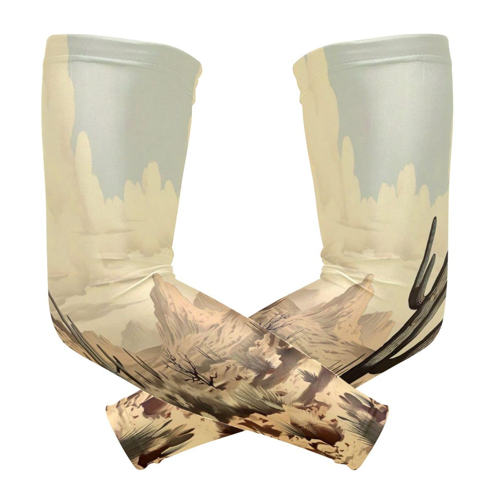 YEGAME Arm Sleeves for Men & Women, Desert Cactus 1 Pair Cooling UV Sun Protection Sports Compression Sleeves, UPF 50+ Basketball Tennis Cycling Arm Warmers, Breathable Tattoo Cover Sleeve