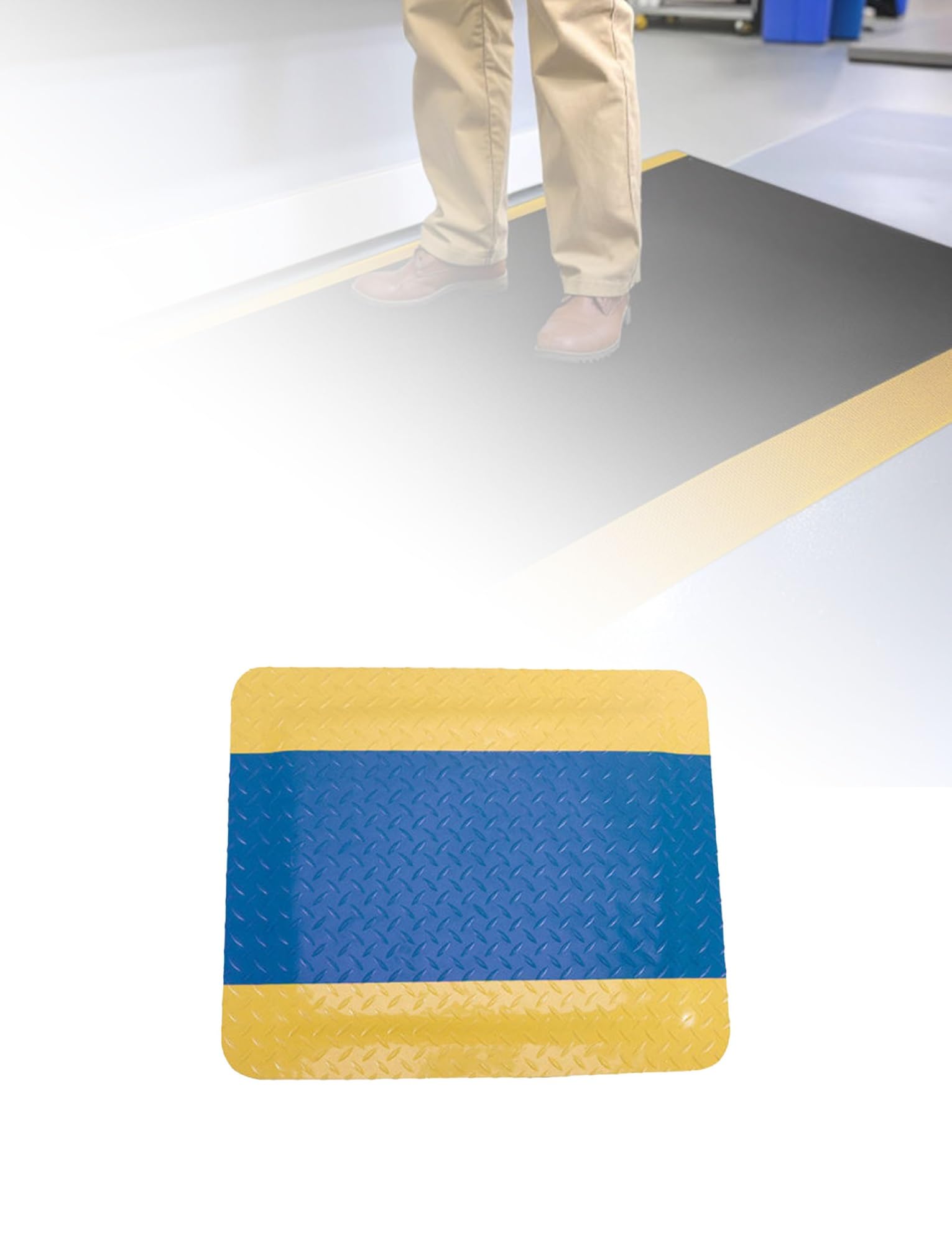 GTHTUHFD Ergonomic Anti-Fatigue Mat For Industrial Use - Standing Floor Mat With Safety Yellow Border For Leg & Back Pain Relief,Blue-60X120CM