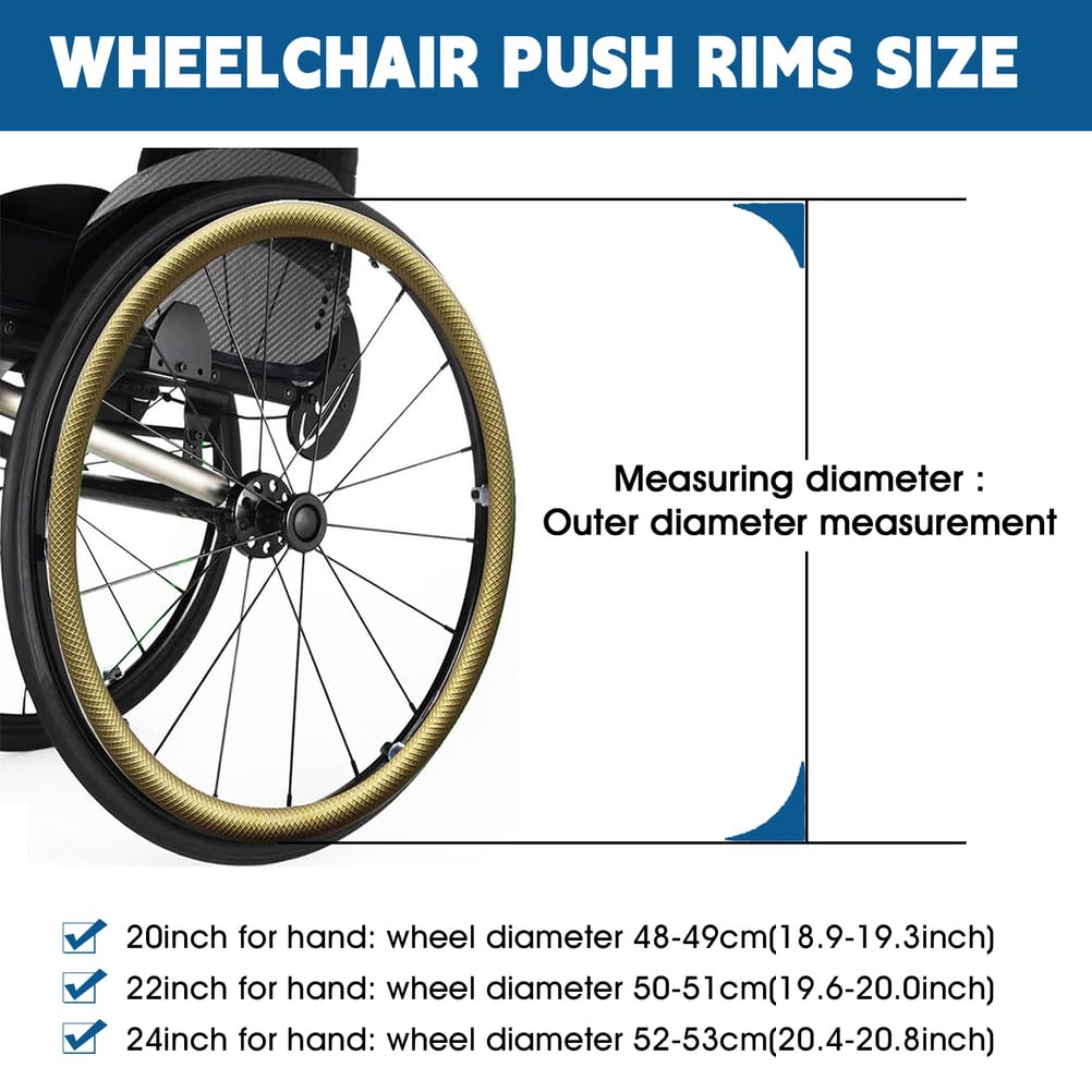 1 Paio Copricerchi per Sedia A Rotelle, Copertura Antiscivolo per Spinta Manuale della Sedia A Rotelle, Copriruota Posteriore per Carrozzina, Antiscivolo e Resistente all'Usura,Argento,24inch