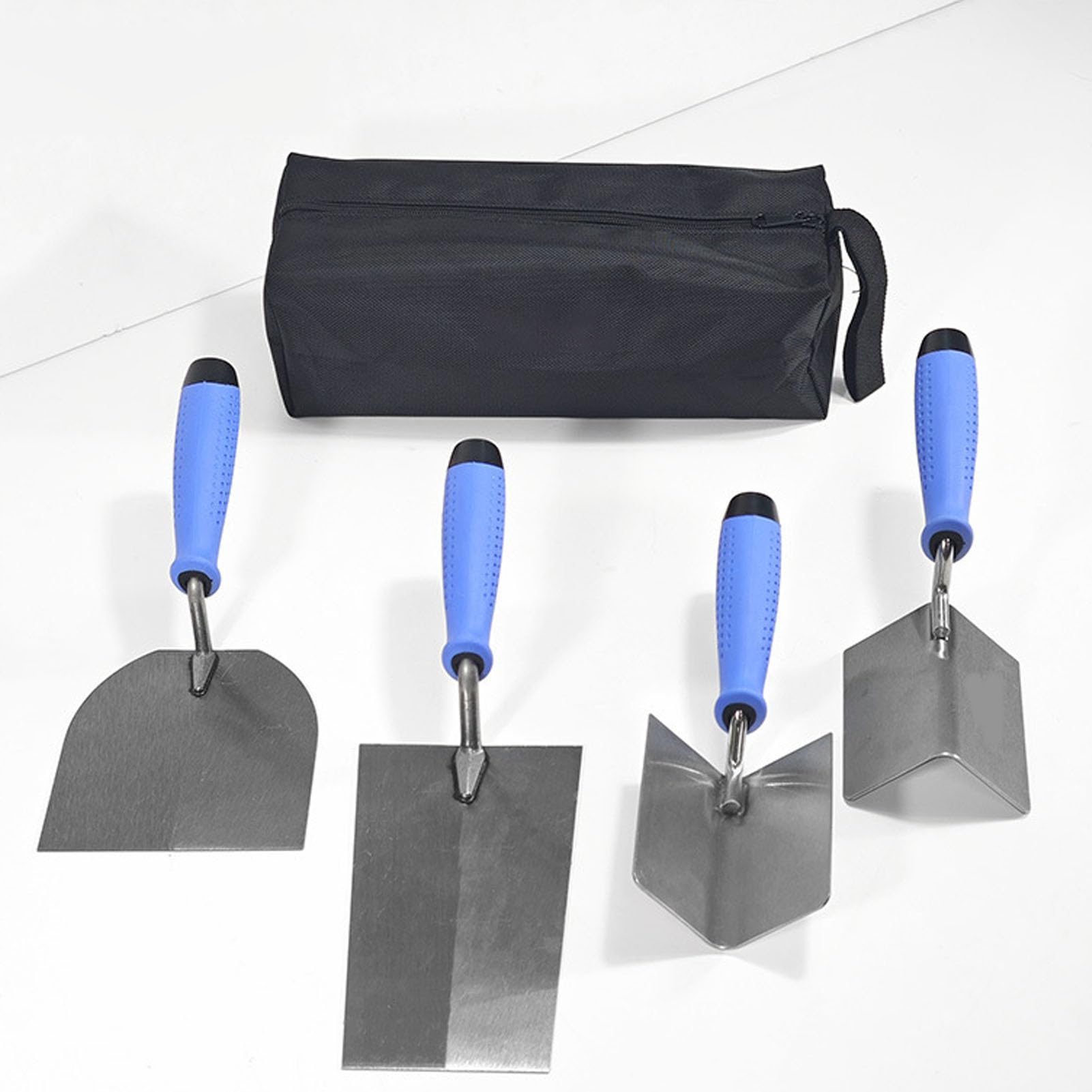 Juego de paletas de enyesado, herramientas de esquina exterior e interior de acero inoxidable, paletas de albañilería con mango de TPR, 5 uds.