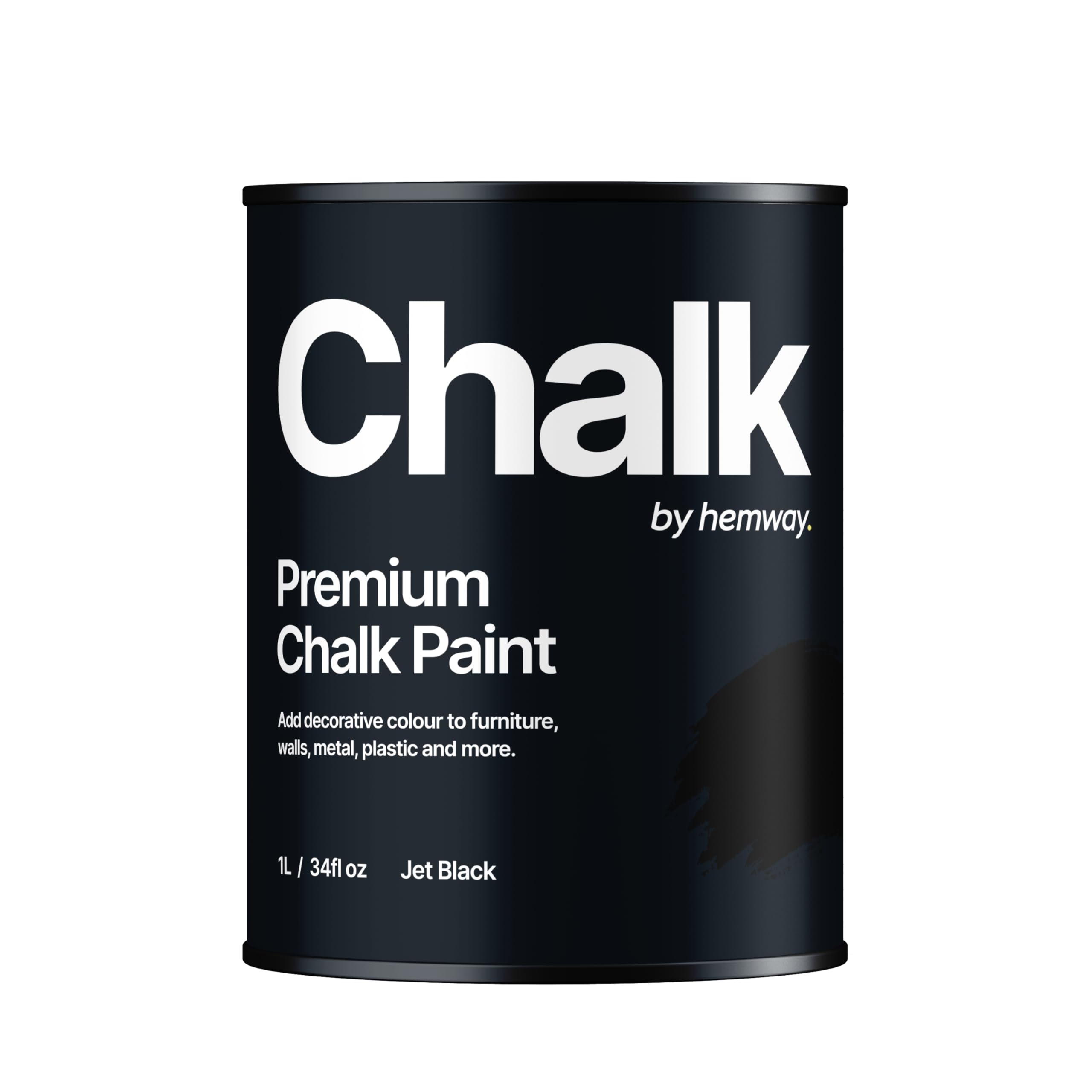 Hemway Chalk Paint 1L Black Matt Shabby Chic for Interior Furniture, Walls, Wood, Wardrobes, Shelves, Tables and Chairs, Quick Drying Chalky Finish (116 Colours Available)