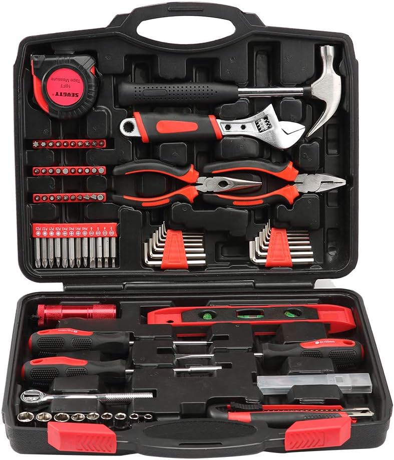 78 Pcs Hand Tool Set Basic Home Tool Set Household Tool Kit with Plastic Blow Molded Tool Box Storage Case - Ideal for Home Repair & Maintenance