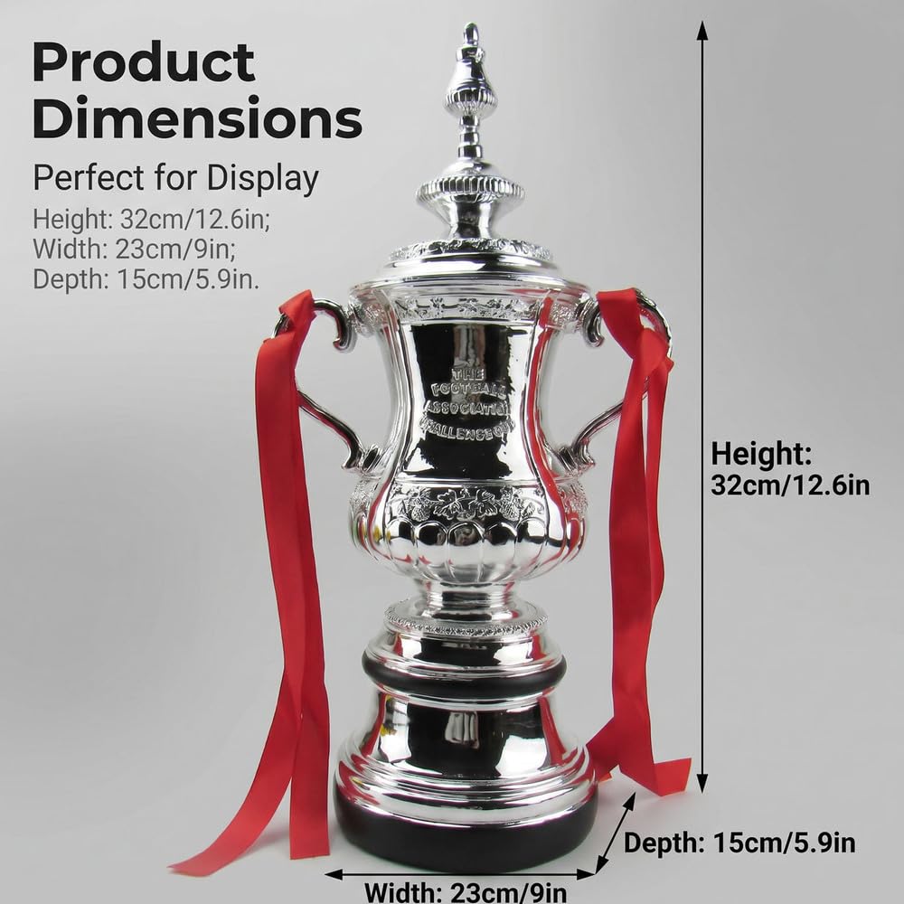 FA Cup Trofeo Réplica Fútbol Copa Plata Colección | Trofeo réplica FA Cup acabado plata para aficionados, coleccionistas, clubes y decoración deportiva