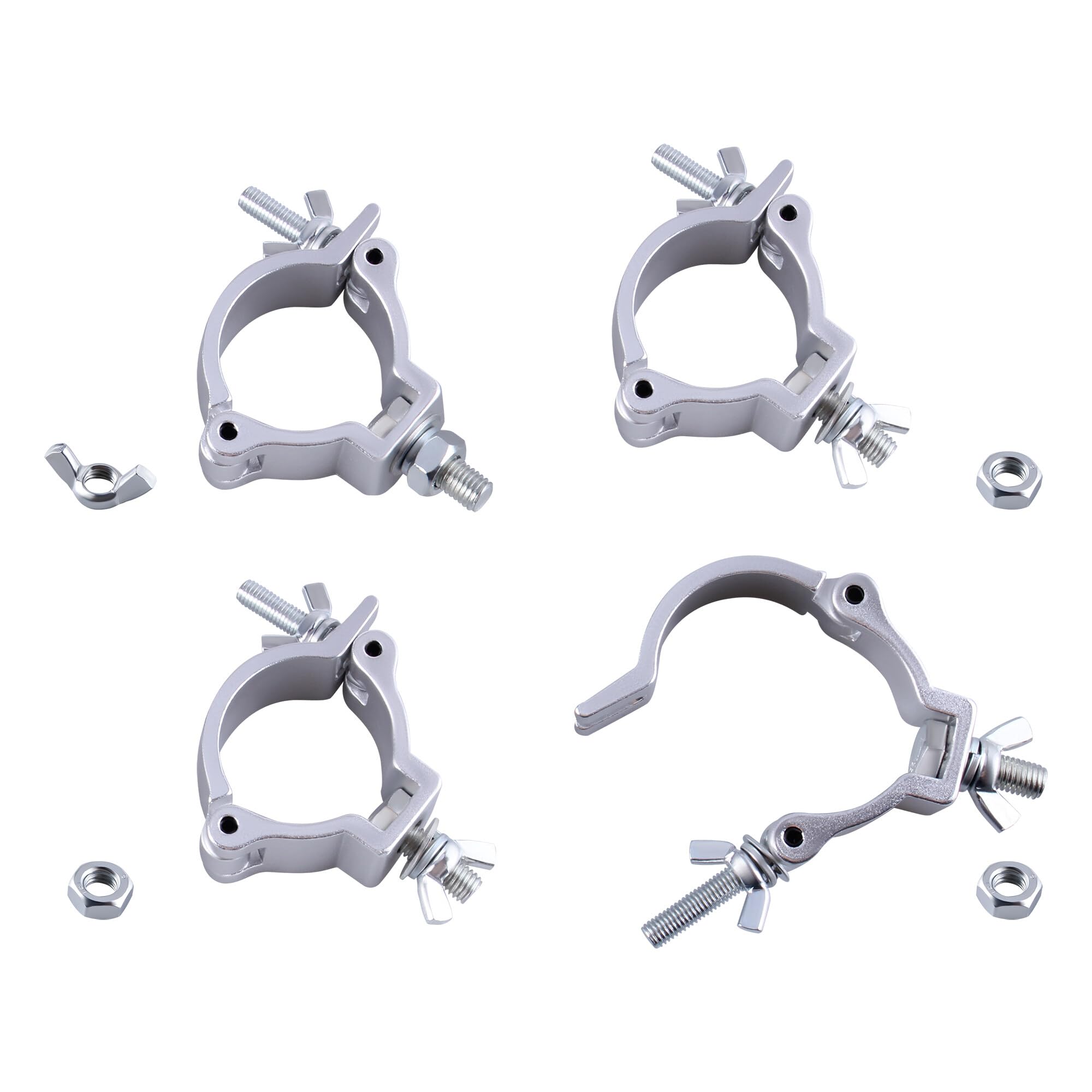 Traversen Klammern,4 Stück Bühnenlicht-Klemmen Aluminiumlegierung Beleuchtung DJ O-Klemmhalterung, Truss Clamp Half Coupler Trussaufnehmer für 48-51mm Traverse