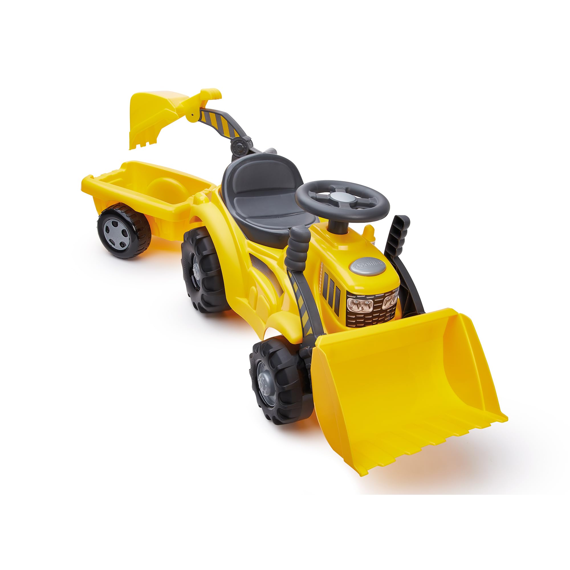 Jouets Ecoiffier - 498 - Porteur Tracto Pelle avec remorque -Jeu de Plein air pour Enfants - 12-36 Mois - Origine France Garantie