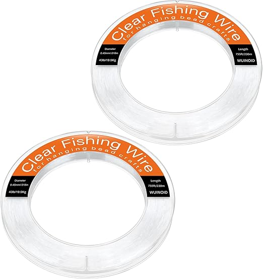 2pcs Clear Fishing Line Wire, 1510 ft Invisible Nylon String for Hanging Balloons Crafts Picture Decorations, Clear String for Bracelets Necklaces, Jewelry Making Beading Threads Cords, WUINDID