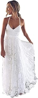 Women's Long Lace Wedding Dresses for Bride 2025 Simple Beach Wedding Dress with Train Boho Bridal Gown WD97