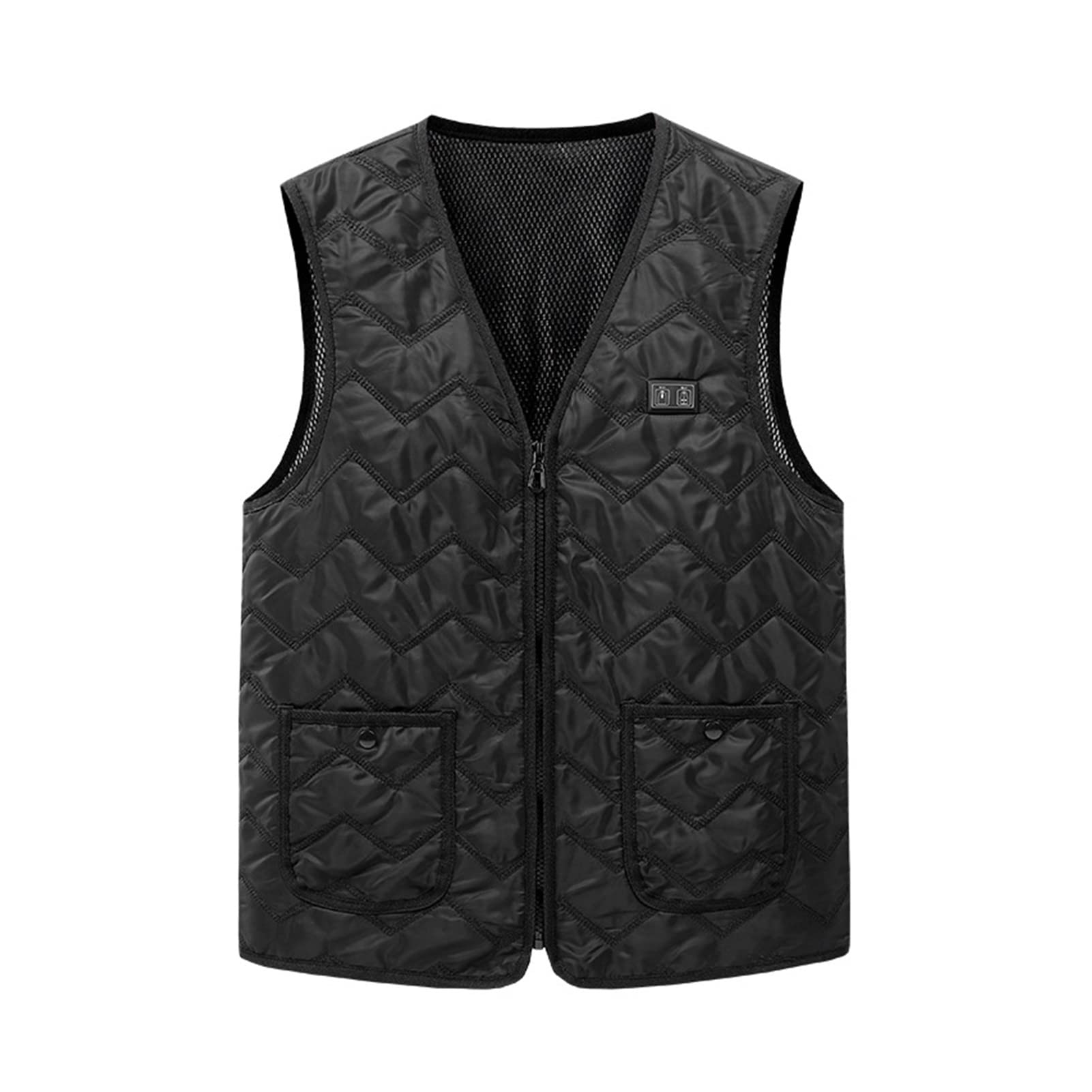 Electric Heating الذكية الجديدة ثمانية مناطق التدفئة سترة التحكم في درجة الحرارة مزدوجة يو اس بي درجات حرارة ثابتة التدفئة الكهربائية زوجين سترة مصنع (Color : Black, Size : M)