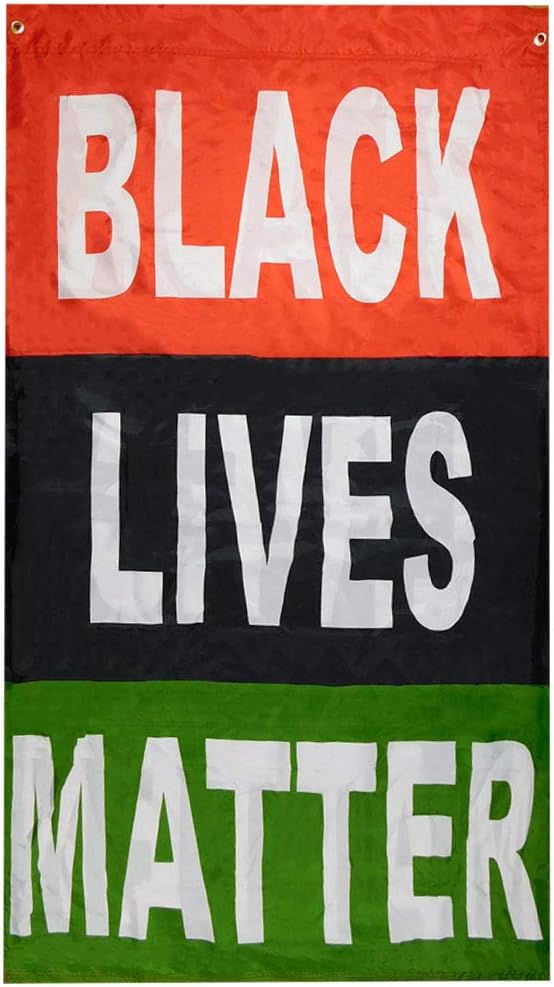 Trade Winds Black Lives Matter BLM Red Black Green Vertical Premium Quality Heavy Duty 100D Double Sided Woven Poly Nylon Flag 3x5 3'x5' Banner Sleeve & Grommets