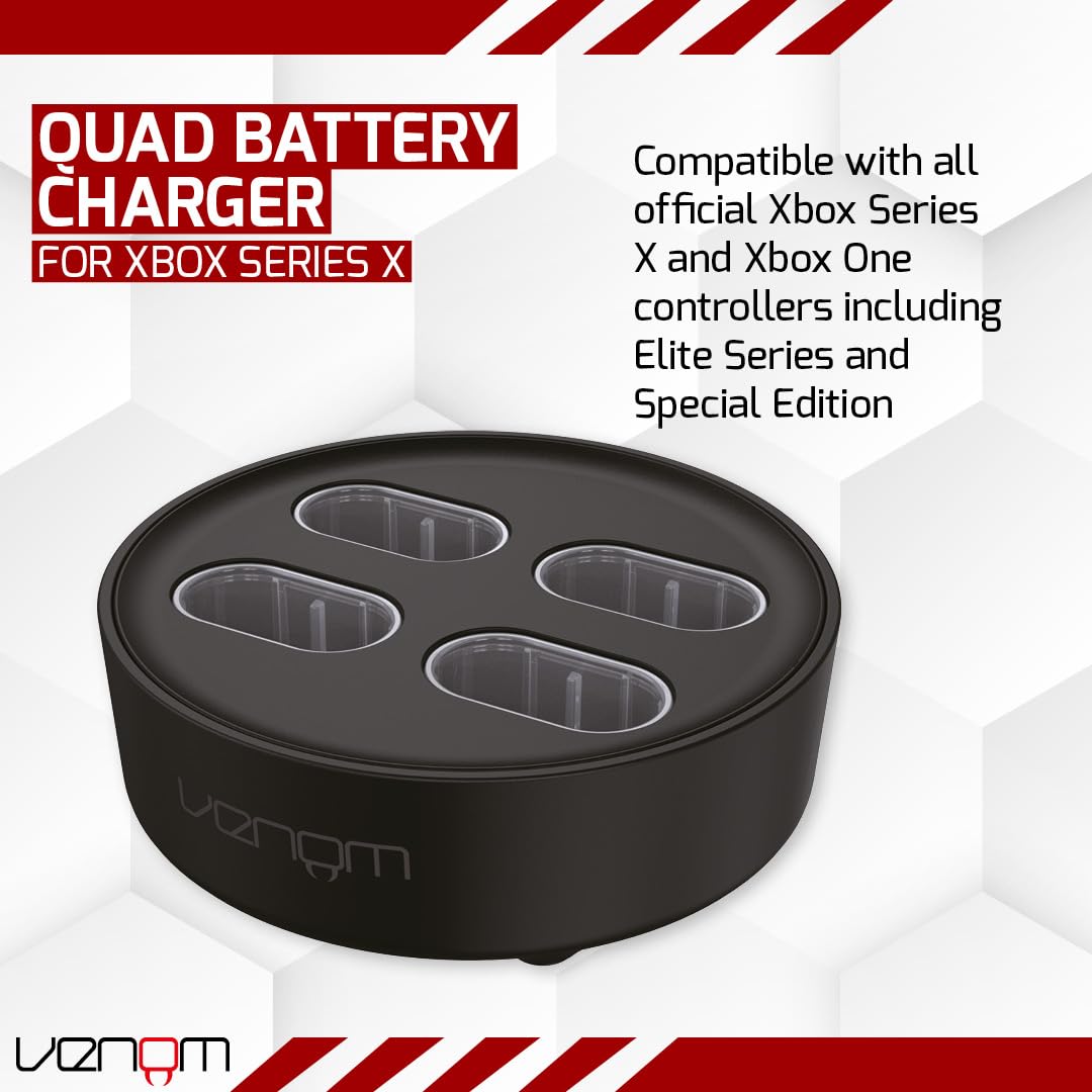 Venom Rechargeable Battery 4-Pack with Charging Dock - 2880mWh / 1200mAh for Xbox Series X & S/Xbox One