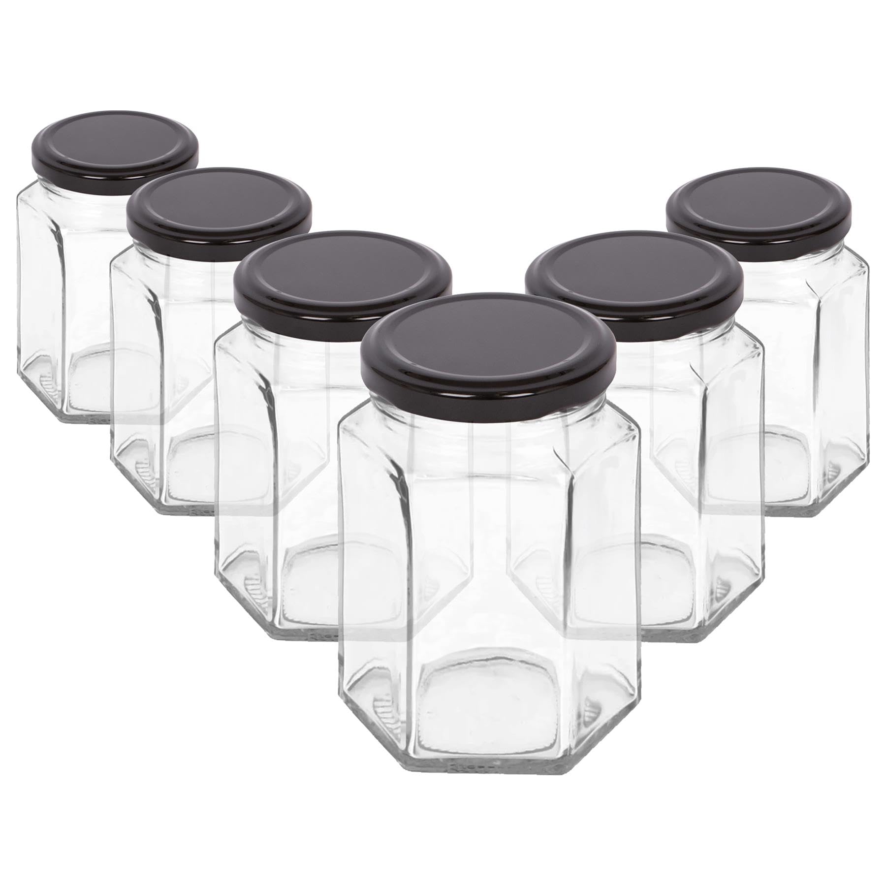 Argon Tableware Jam Jars 250ml Metal Lid Black