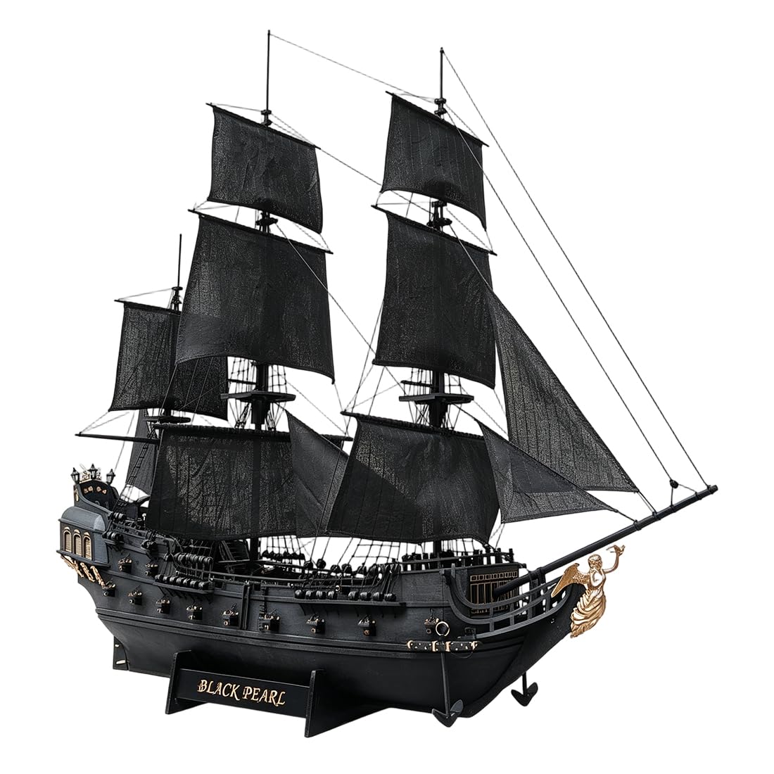Modellino di nave pirata in legno nero, scala 1:50, kit fai da te, modello di nave a vela da assemblare e come modello decorativo con classico design di nave pirata