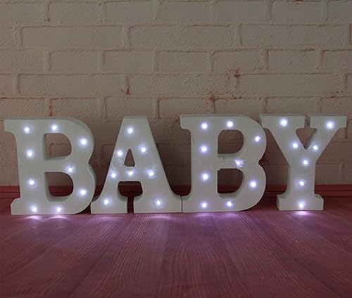 Miniatura 5 de Royal Brands Letrero decorativo con luz LED, letra del alfabeto de madera iluminada, funciona con pilas, decoración de marquesina para fiestas,