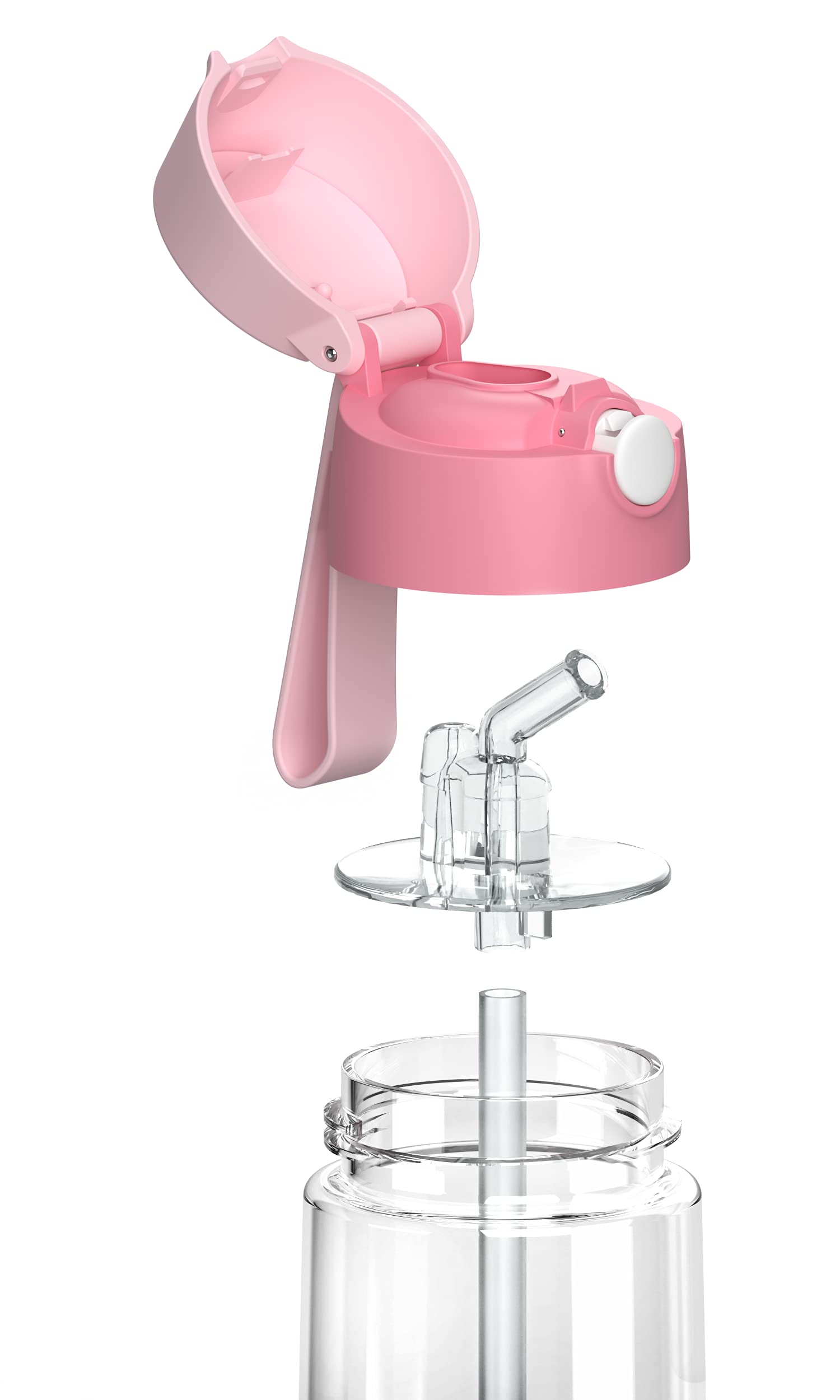 Jarlson® Borraccia Bambini, Bottiglia 500 ml, Senza BPA, Bottiglia Acqua con Cannuccia, per la scuola e l'asilo, realizzato in plastica di alta qualità (rosa chiaro)