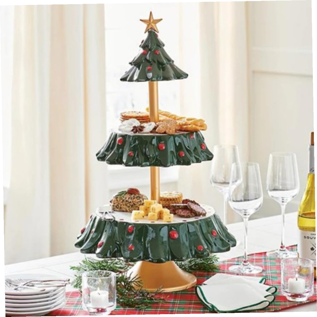 SHINEOFI Vassoio Natalizio in Resina Lucida per Snack e Frutta Secca Piatto Portaoggetti Decorativo da Tavolo per Feste di Natale Ornamento da Scrivania a Tema Festivo